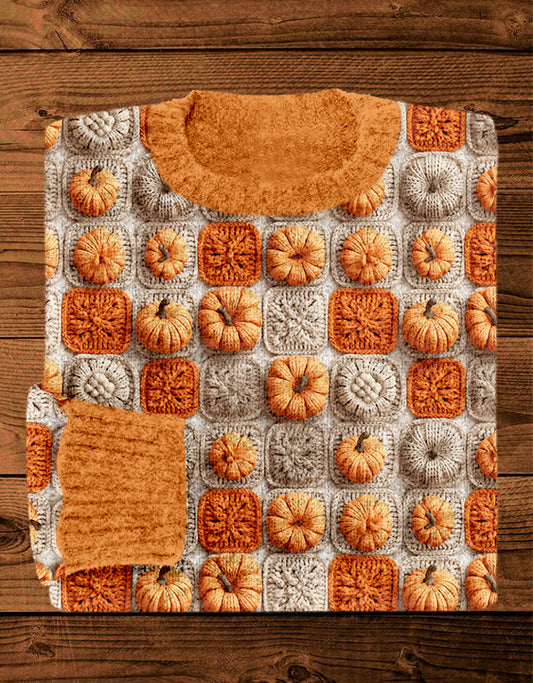 Halloween Pumpkin Crochet Art Cozy Sweater artswardrobe
