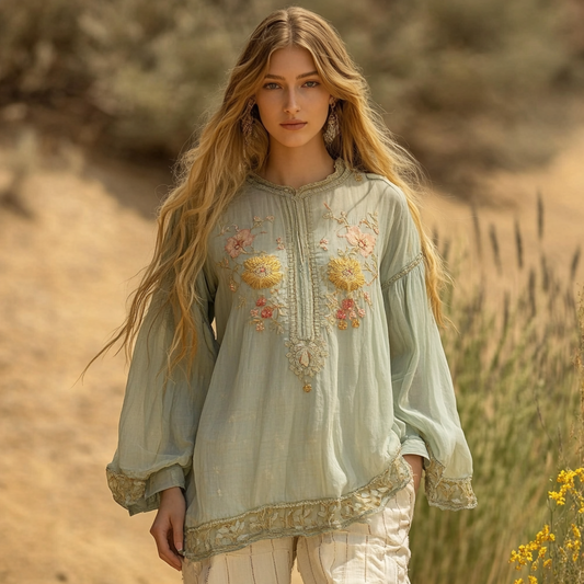 Vintage Tribal Floral Blend Women's Shirt artswardrobe