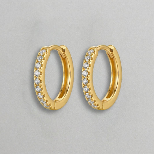 Gold Plated Crystal Pav�� Hoop Earrings