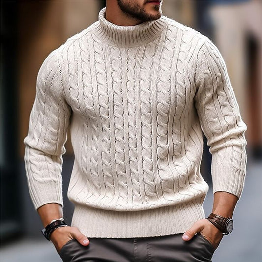 Men'S Retro Jacquard Knitted Art High Neck Cozy Knit Sweater elevenforest
