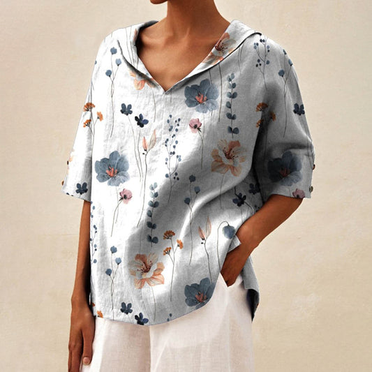 Comstylish Women's Casual Linen V-Neck Shirt