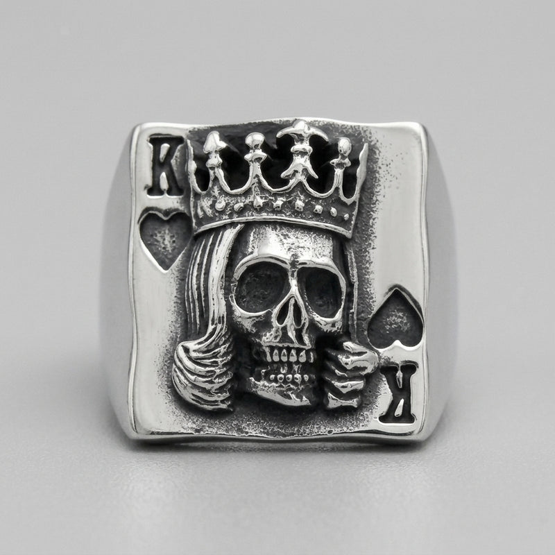 King of Spades Skull Playing Card Statement Ring