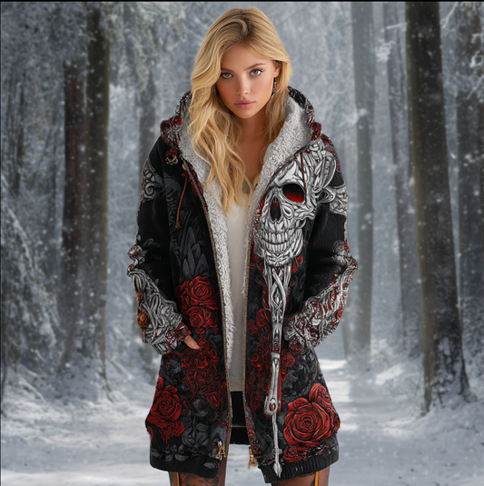 Halloween Theme Viking Style Lady Thick Sweater Coat artswardrobe