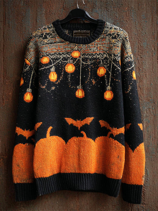 Halloween Pumpkin Lights Vintage Men's Icelandic Sweater elevenforest