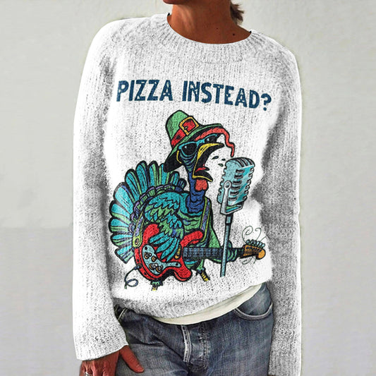 Pizza Instead Print Women's Sweater artswardrobe
