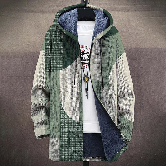 Men's Retro Geometric Plush Cozy Cardigan Sweater Jacket elevenforest
