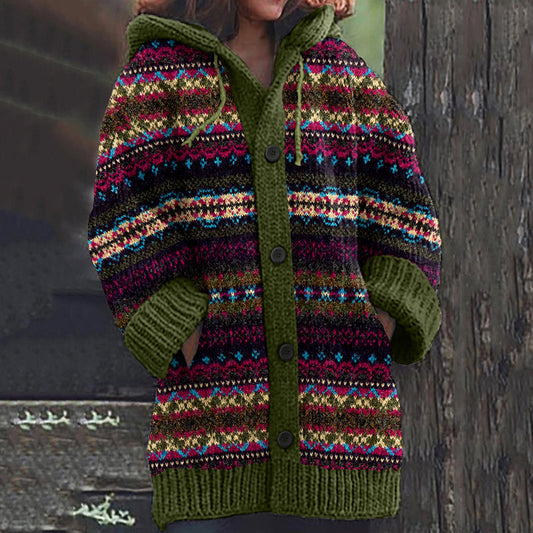 Vintage Icelandic Floral Knitted Warm Women's Cardigan Sweater artswardrobe