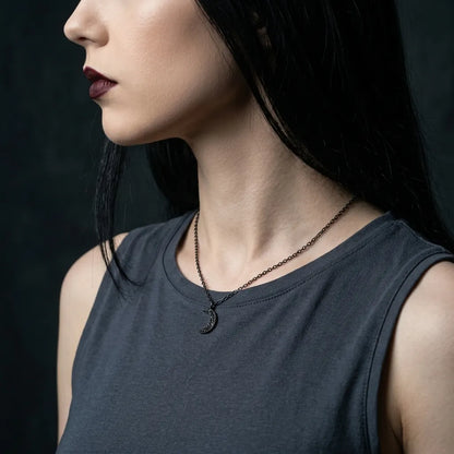 Dark Lunar Shadow Pendant Necklace