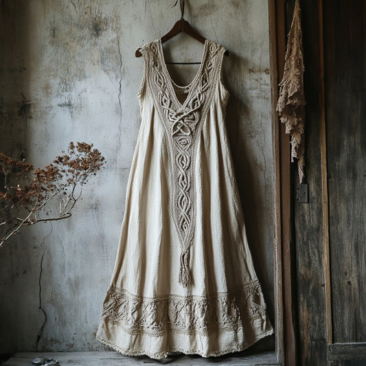 Tribal Viking Celtic Knot Lace Art Linen Tank Dress artswardrobe
