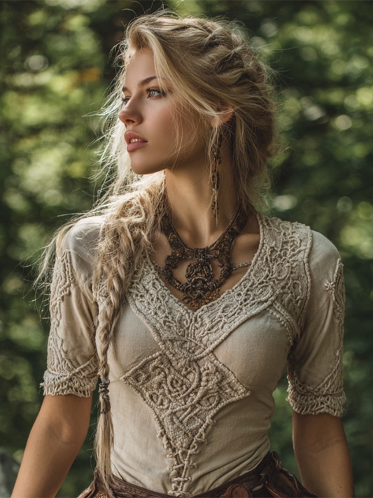 Bohemian Viking Celtic Myth Style Cotton And Linen T-shirt artswardrobe
