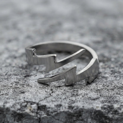 Double Lightning Bolt Open Band Ring