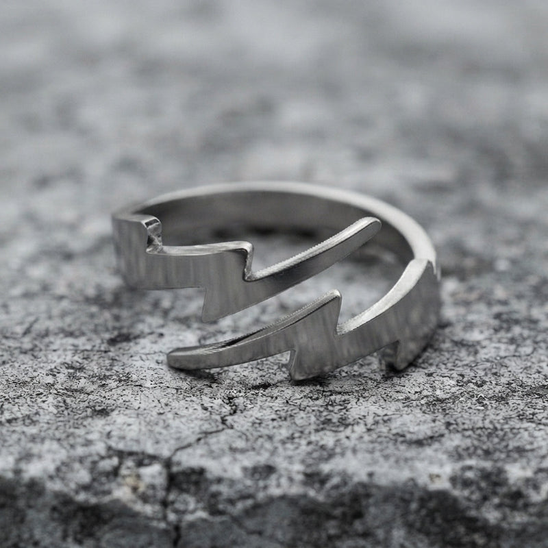 Double Lightning Bolt Open Band Ring