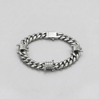 Barbed Wire Cuban Link Chain Bracelet