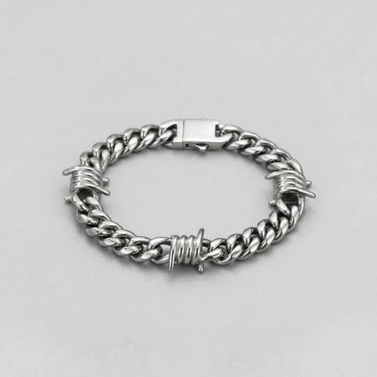 Barbed Wire Cuban Link Chain Bracelet