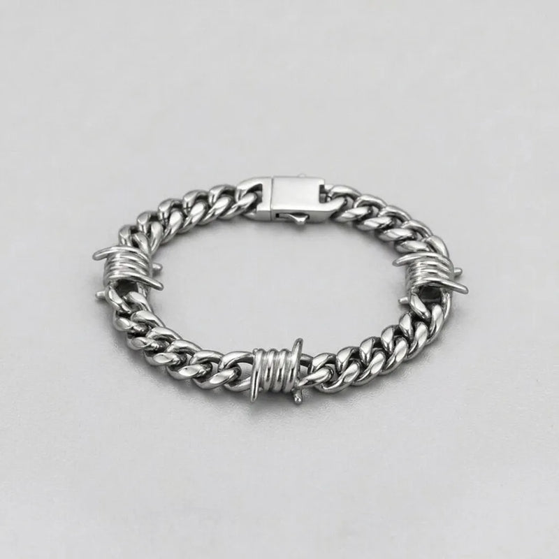 Barbed Wire Cuban Link Chain Bracelet