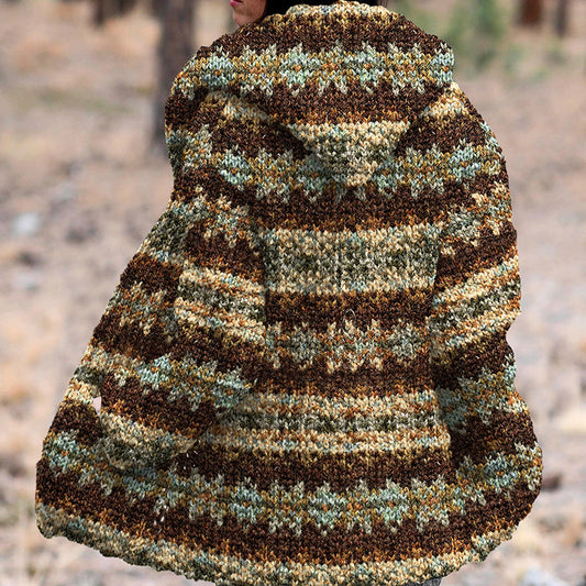 Vintage Striped Pattern Cardigan Women's Sweater artswardrobe