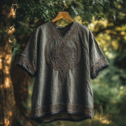 Men's Viking Celtic Knot Braided Cotton Linen T-shirt artswardrobe