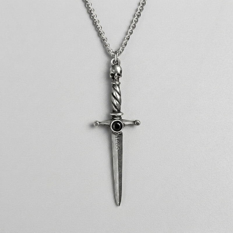 Reaper's Dagger Black Stone Necklace