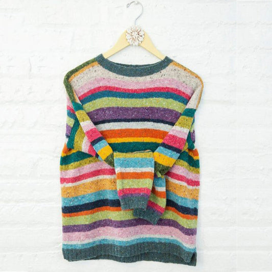 Vintage Rainbow Print Crew Neck Long Sleeve Sweater elevenforest