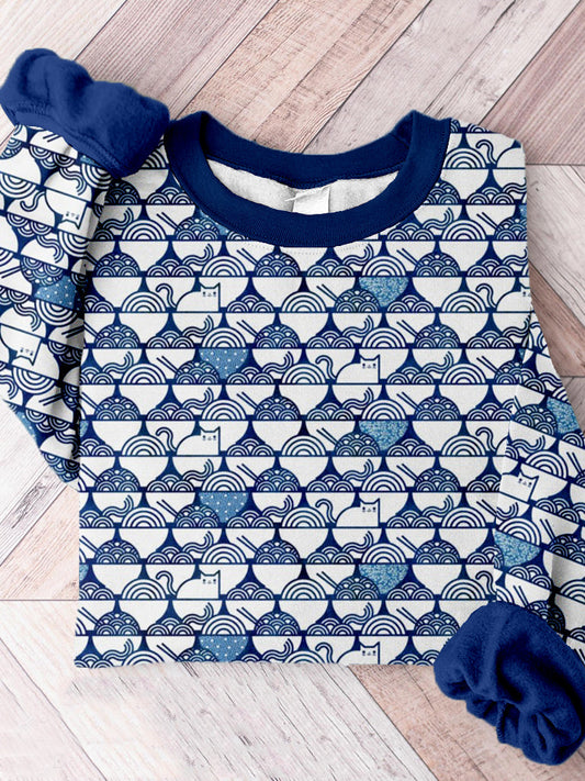 Funny Japanese Art Cat Noodle Comfy Sweatshirt elevenforest