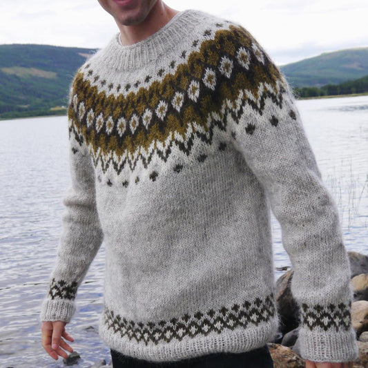 Men's Fairman Vintage Island Knit Jacquard Crew Neck Sweater elevenforest