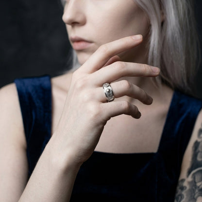 Sun & Crescent Moon Spinner Ring
