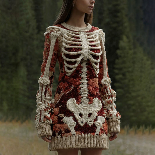 Women's Halloween Anatomy Art Knit Sweater Mini Dress artswardrobe