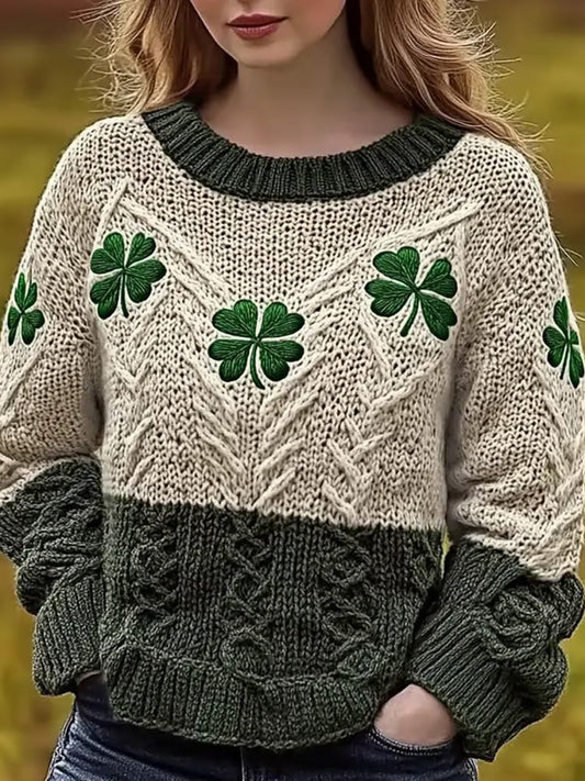 Women's Retro St. Patrick's Day Knitted Sweater elevenforest