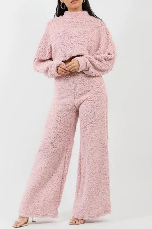 Flora® | Casual solid color half turtleneck long sleeve two piece sweater