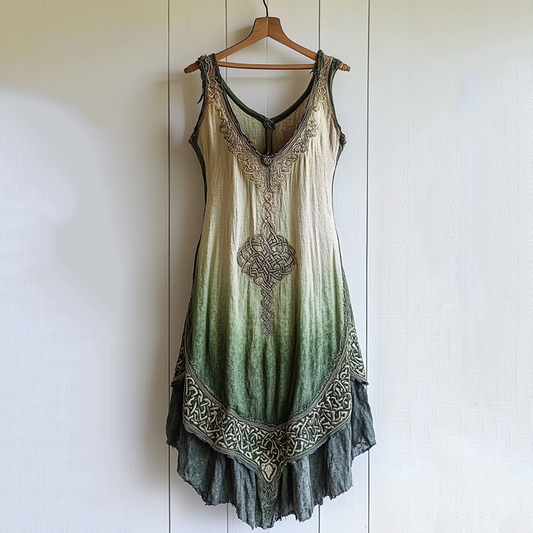 Tribal Viking Celtic Knot Gradient Art Linen Tank Dress artswardrobe
