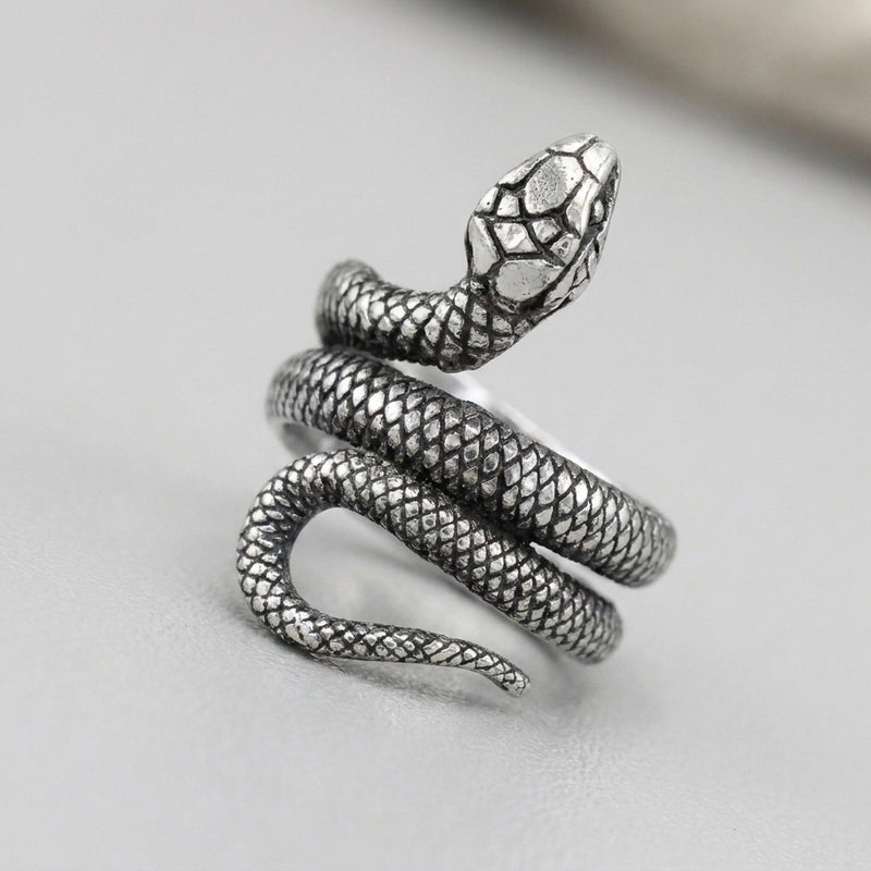Antique Silver Wrap Snake Statement Ring