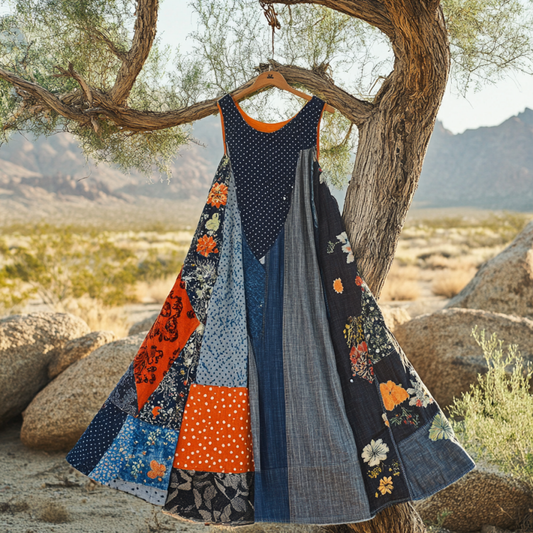 Women's Vintage Floral With Polka Dot Art Tank Dress artswardrobe