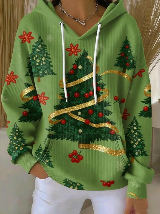 Comstylish Women's Retro Christmas Print Hoodie