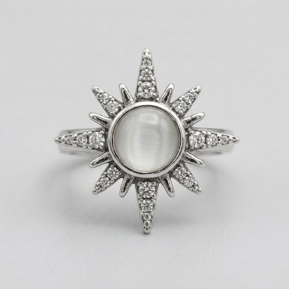 Crystal North Star Spike Solitaire Ring