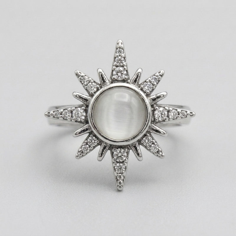 Crystal North Star Spike Solitaire Ring