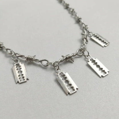 Razor Blade Barbed Wire Necklace