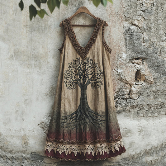 Tribal Viking Celtic Knot Gradient Art Linen Tank Dress artswardrobe