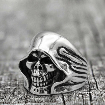 Hooded Skull Grim Reaper Statement Ring