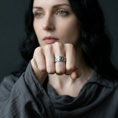 Sun & Crescent Moon Spinner Ring