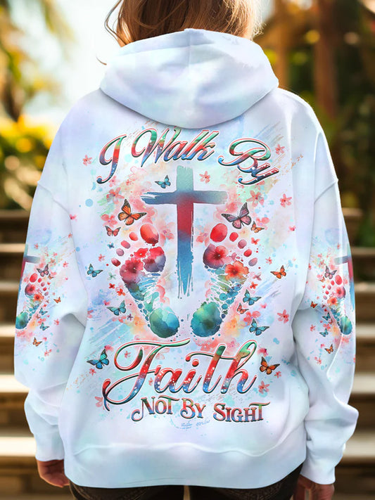 Comstylish I Walk By Faith Not By Sight Women's All Over Print Hoodie