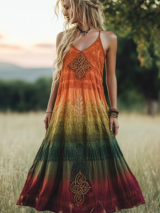 Viking Celtic Knot Print Women's Vintage Halter Dress artswardrobe