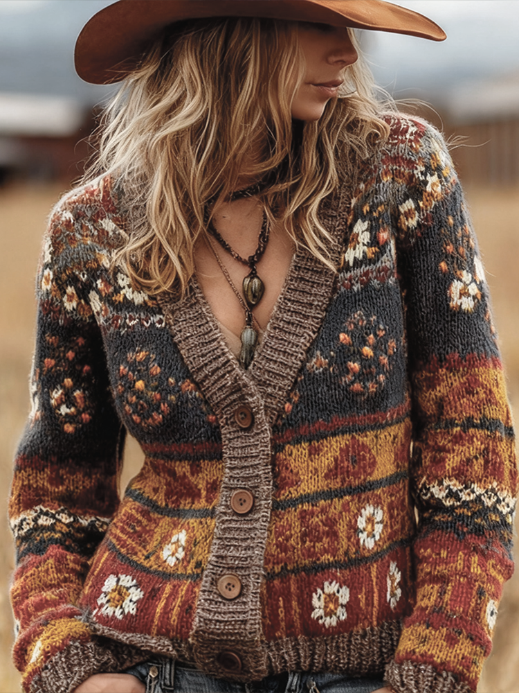Comstylish Women's Retro British Style Button Casual Knitted Sweater Coat