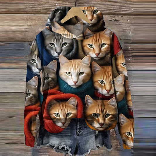 Funny Cats Art Print Casual Hoodie elevenforest