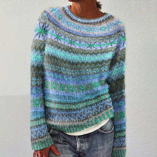 Vintage Fairman Island Knit Jacquard Crew Neck Sweater elevenforest