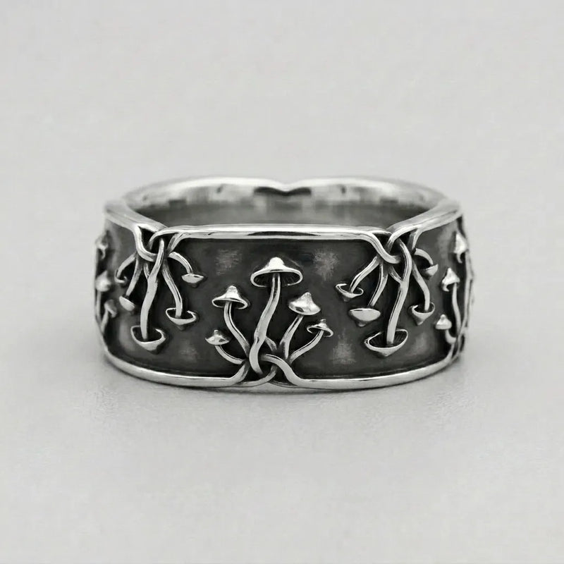Mushroom Celtic Knot Panoramic Band Ring