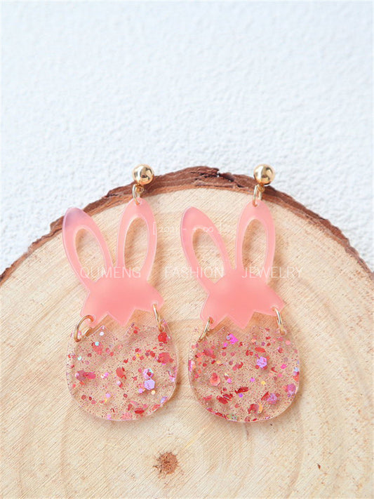 Easter Bunny & Egg Glitter Earrings artswardrobe