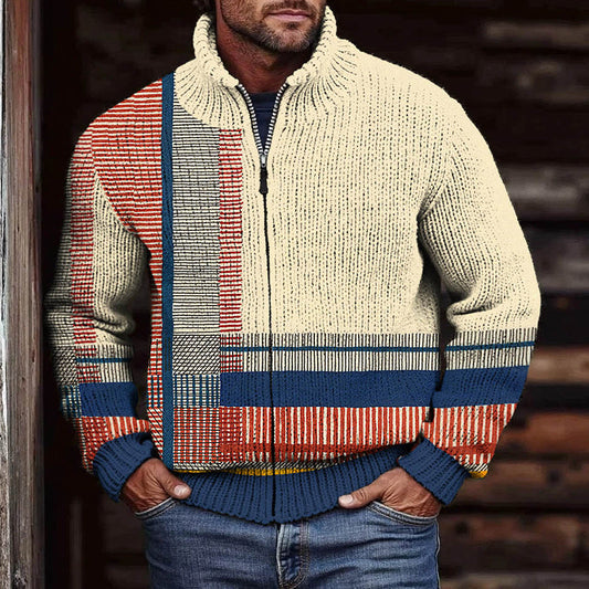 Men‘s Retro Ethnic Stripes Art Cozy Sweater artswardrobe