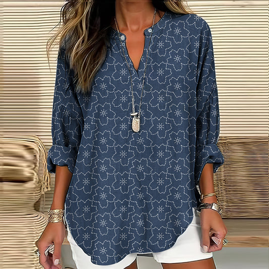 Comstylish Cherry Blossom Japanese Art Linen Blend Tunic