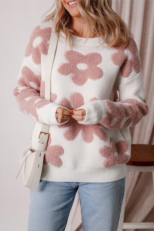 Jeanette® | Women's floral sweater with loose shoulders