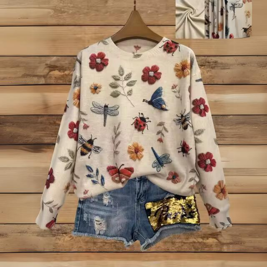 Camila® | Casual long sweater with an animal motif